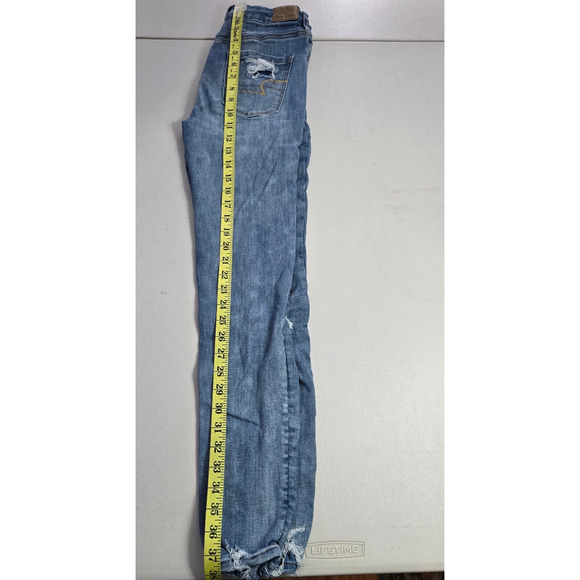 American Eagle Jeggings Women's 2 Regular Blue Next Level Stretch Distressed - Picture 9 of 16